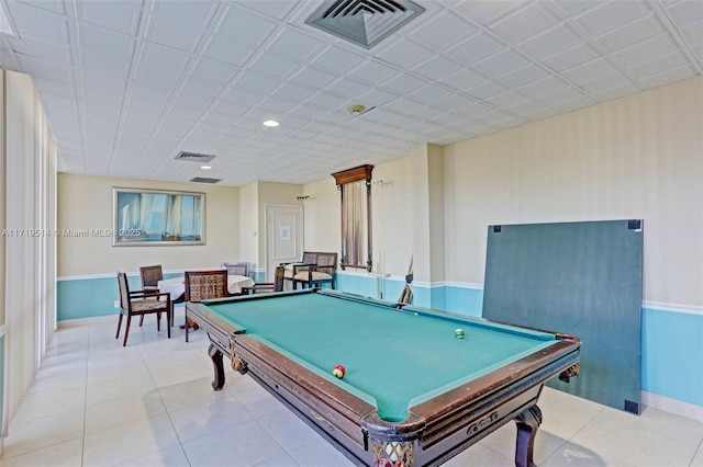 recreation room featuring light tile patterned floors