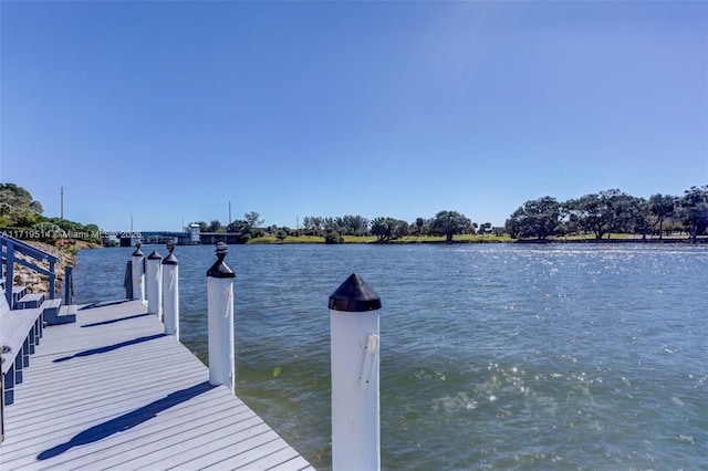 view of dock featuring a water view