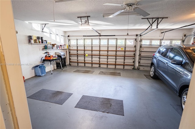 garage featuring ceiling fan