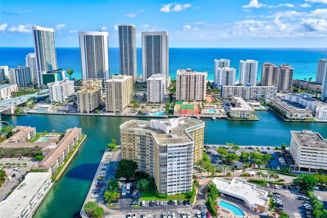 bird's eye view featuring a water view