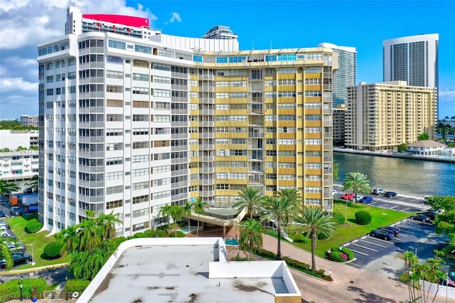 view of property with a water view