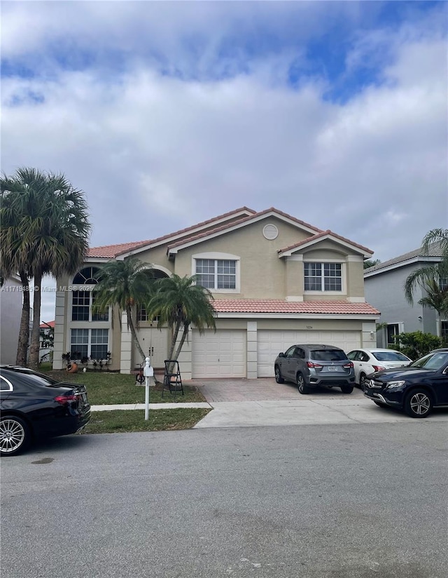 view of front of house with a garage