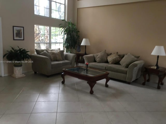 view of tiled living room