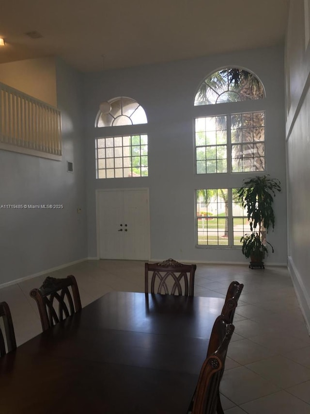 tiled dining area featuring a wealth of natural light