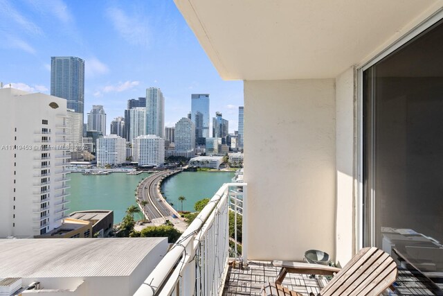 balcony with a water view