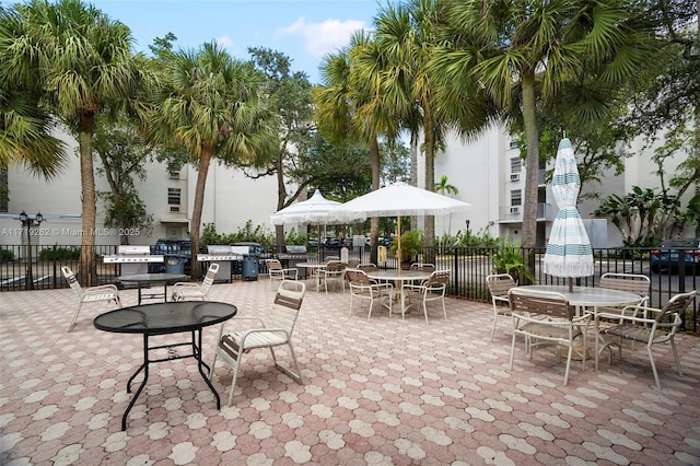 view of patio / terrace featuring a grill