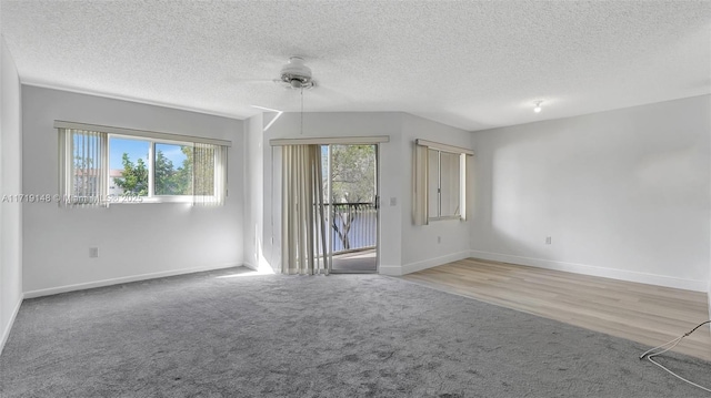 carpeted spare room featuring a textured ceiling