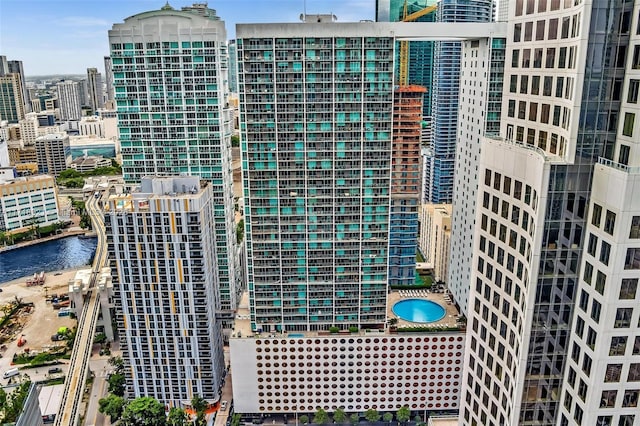 view of building exterior featuring a water view