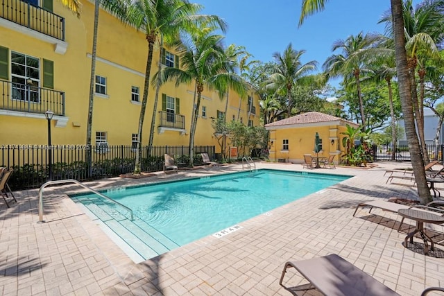 view of pool featuring a patio area