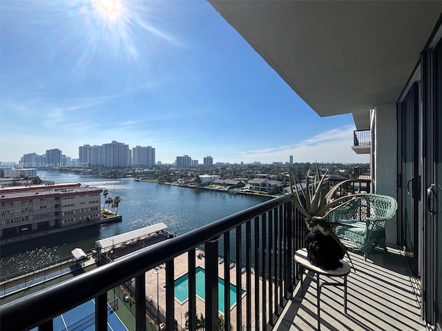 balcony with a water view