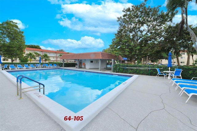 view of swimming pool with a patio area