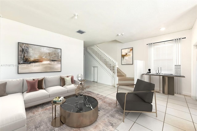 view of tiled living room