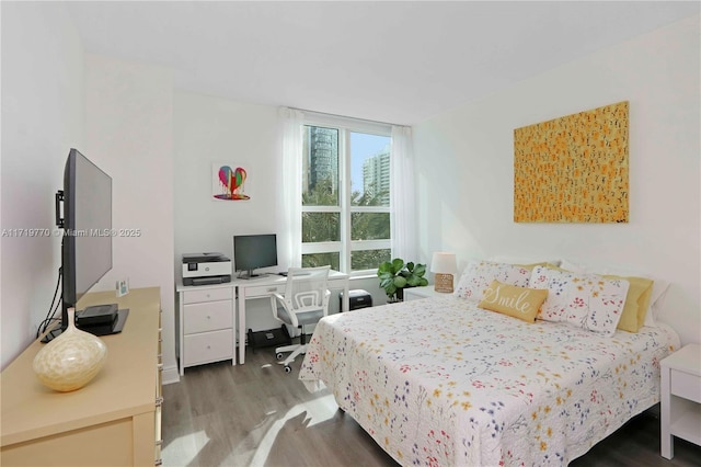 bedroom with hardwood / wood-style floors