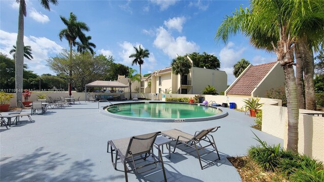 view of swimming pool with a patio