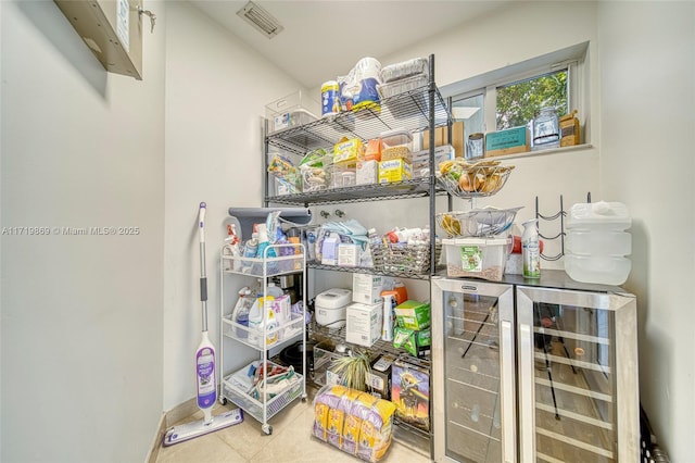 pantry with wine cooler