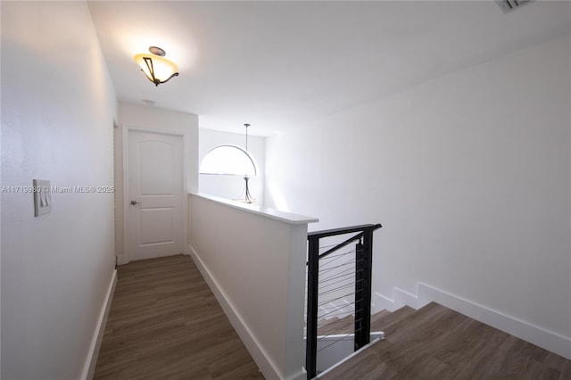 hall featuring dark wood-type flooring