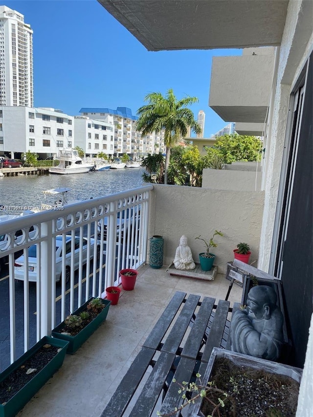 balcony with a water view