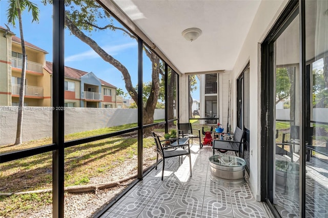 view of unfurnished sunroom