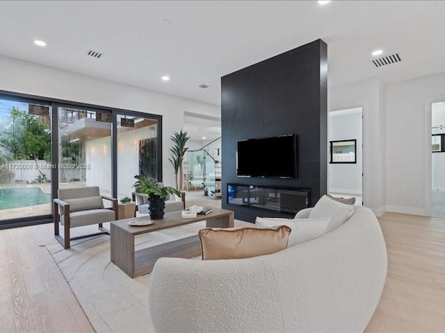 living room featuring light hardwood / wood-style flooring