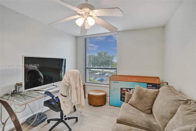 home office featuring ceiling fan