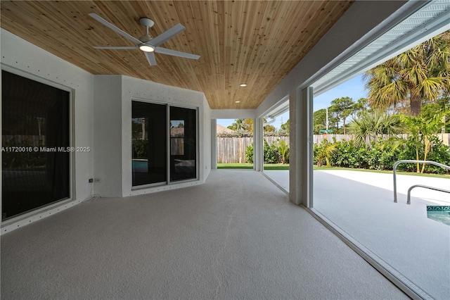 view of patio featuring ceiling fan