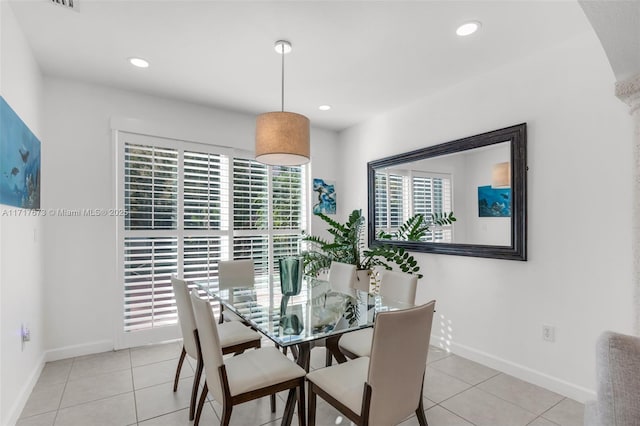 view of tiled dining room