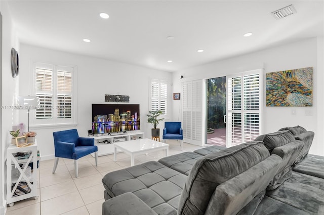 view of tiled living room