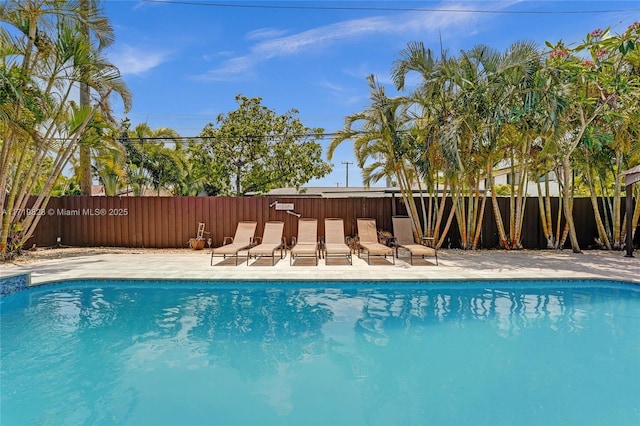 view of swimming pool with a patio