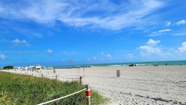 property view of water with a beach view