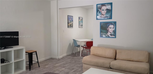 living room with light wood-type flooring