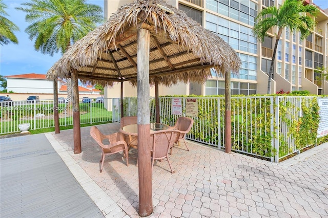 view of patio / terrace featuring a gazebo