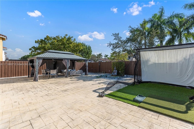 view of patio / terrace featuring a gazebo