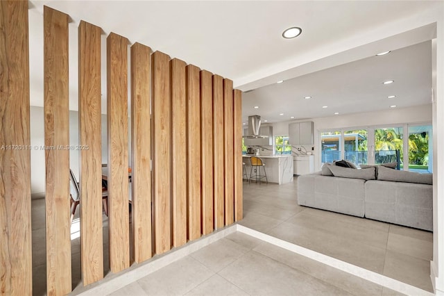 interior space with light tile patterned flooring