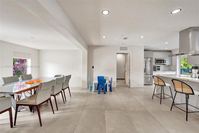 view of tiled dining room