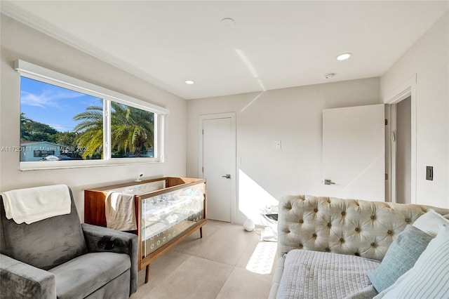 living area with light tile patterned floors