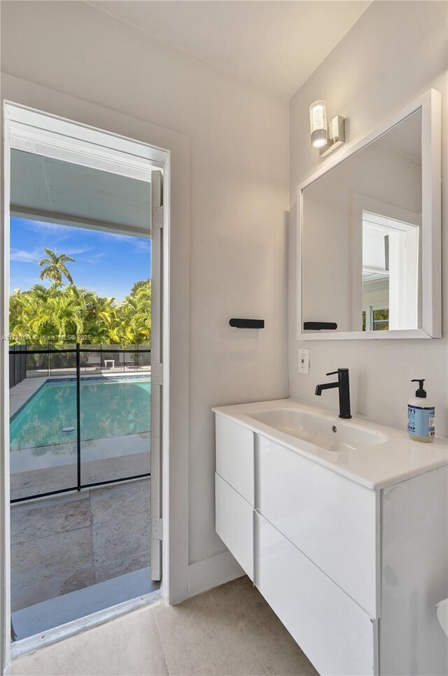 bathroom featuring vanity and tile patterned floors