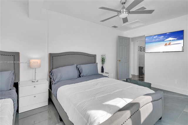 bedroom featuring ceiling fan