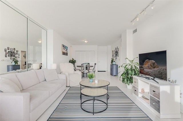 view of tiled living room