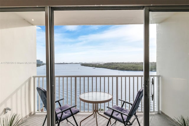 balcony with a water view