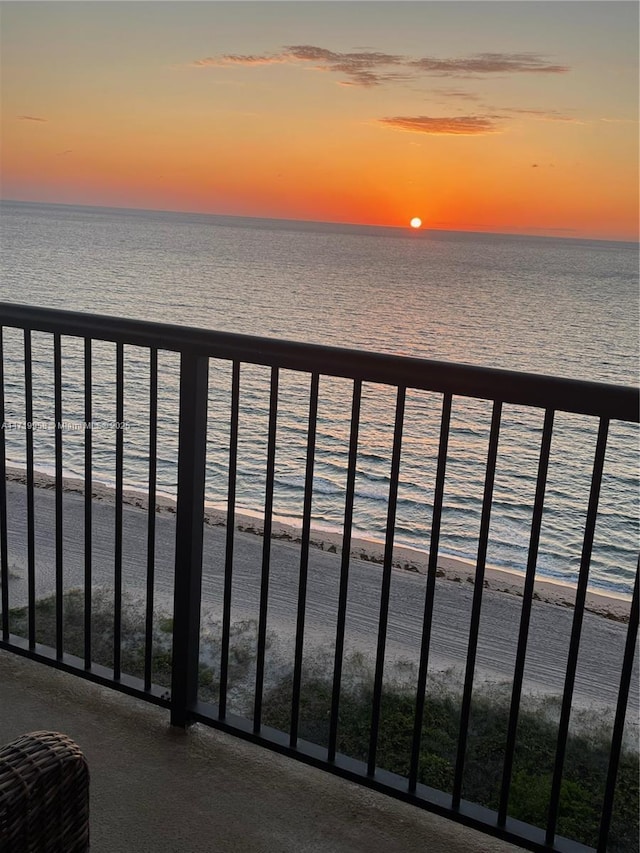 property view of water featuring a view of the beach