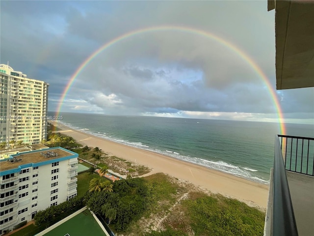 property view of water with a beach view