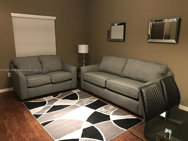 living room with hardwood / wood-style flooring