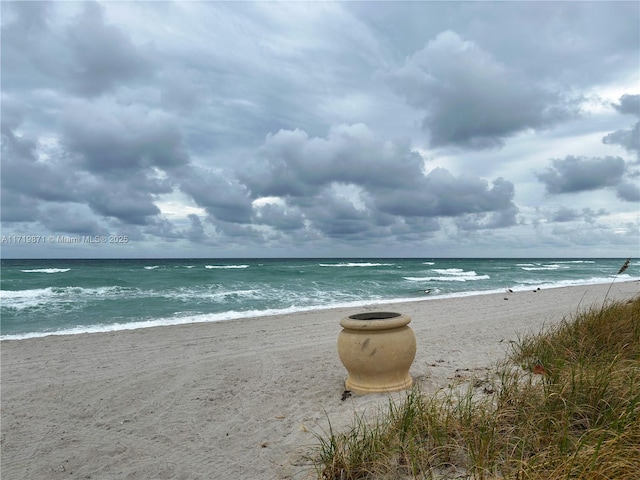 view of water feature with a view of the beach