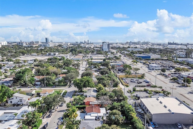 bird's eye view with a city view