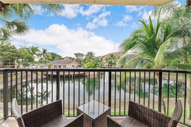 balcony with a water view