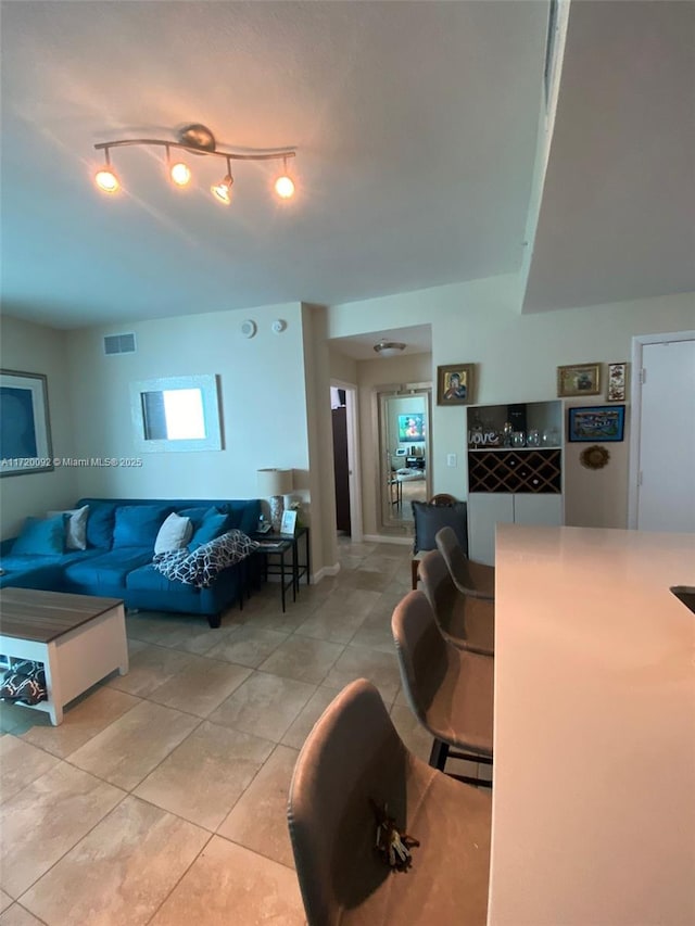 view of tiled living room