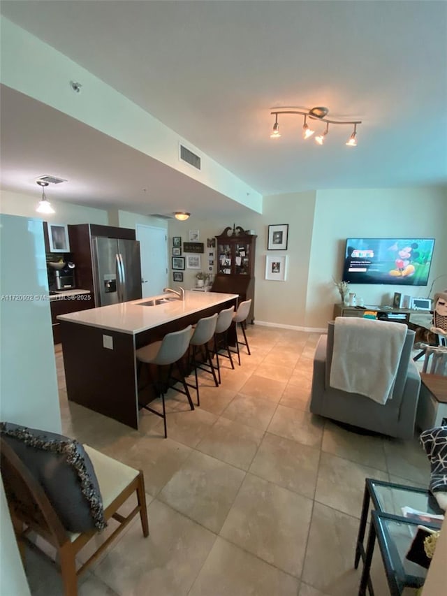 living room with sink