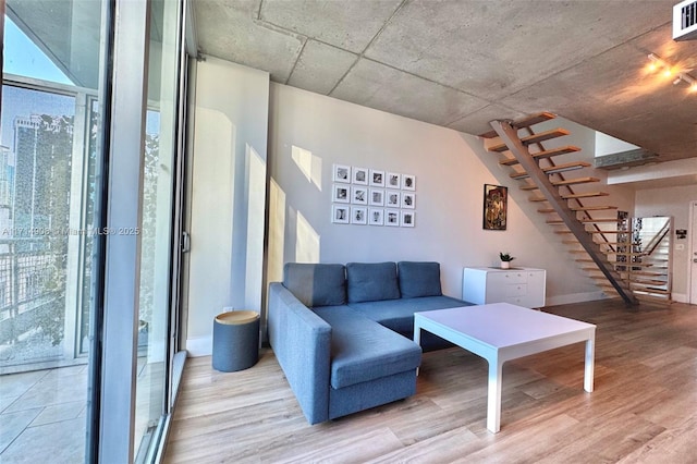 living room featuring light hardwood / wood-style floors