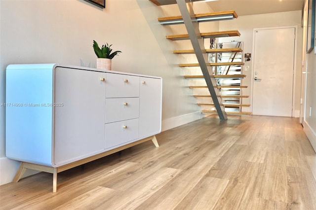 interior space with light hardwood / wood-style floors