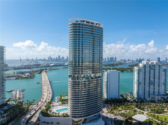 property view of water featuring a city view